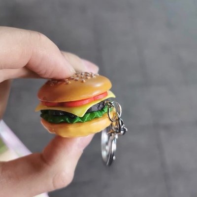 汉堡包钥匙圈钥匙扣仿真汉堡包