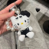 小香风kt猫挂件钥匙扣蝴蝶结珍珠女生包包毛绒挂件miu风挂饰礼物