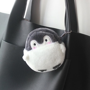 可爱毛绒企鹅零钱包书包挂件可爱卡包随身口红包日系钥匙收纳小包