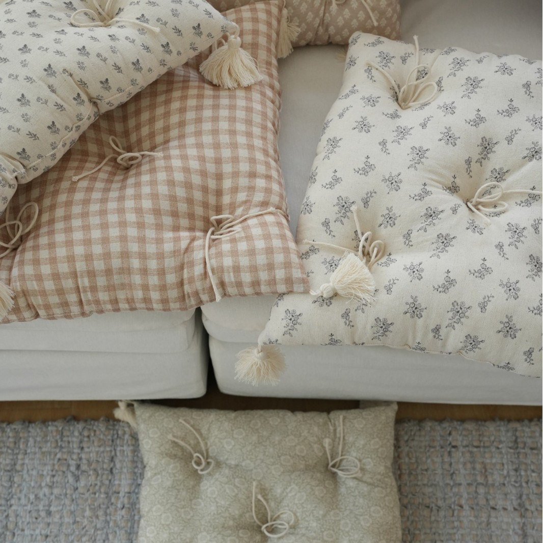 素色碎花坐垫法式蝴蝶结流苏椅子沙发靠垫装饰屁垫榻榻米飘窗垫子