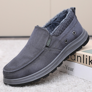 新款秋冬季老北京布鞋加绒保暖二棉鞋牛仔帆布面防滑软底爸爸棉鞋