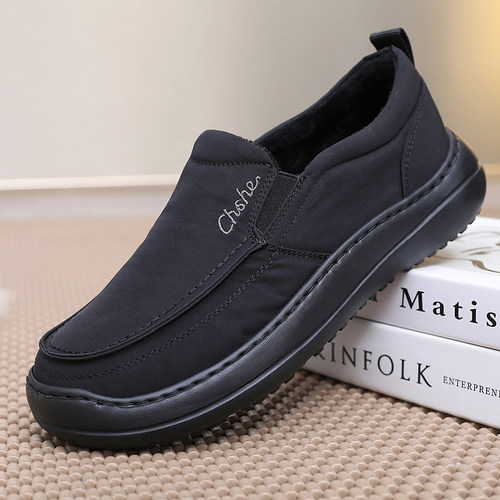 秋冬老北京布鞋速干面加绒二棉鞋爸爸鞋休闲百搭宽头大码黑色男鞋