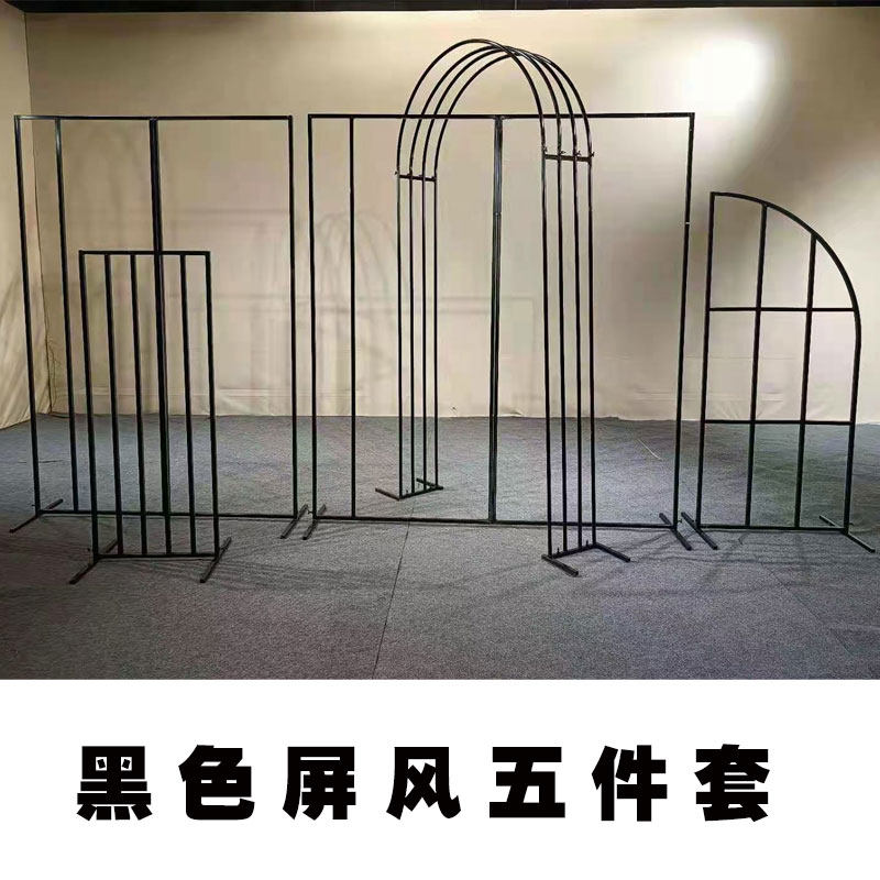 新款中式婚庆道具铁艺同心圆屏风摆件 婚礼舞台背景拱门装饰摆件