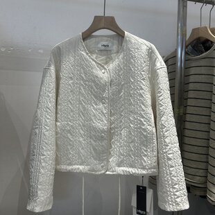 欧货时尚新款短款绗缝棉服女秋冬圆领宽松保暖休闲百搭上衣外套潮