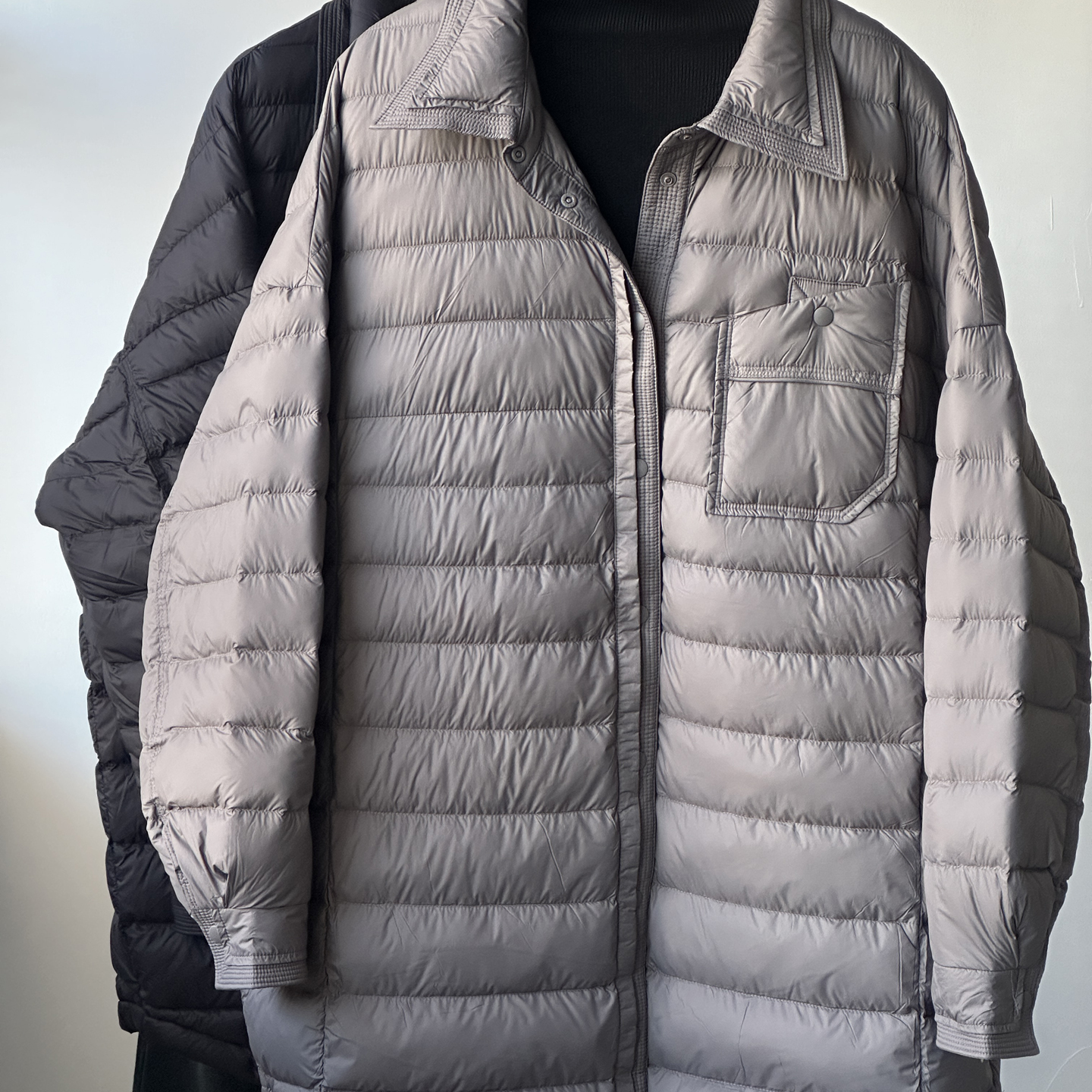 韩版时尚设计感简约羽绒服女冬季翻领轻薄便携白鸭绒保暖中长外套