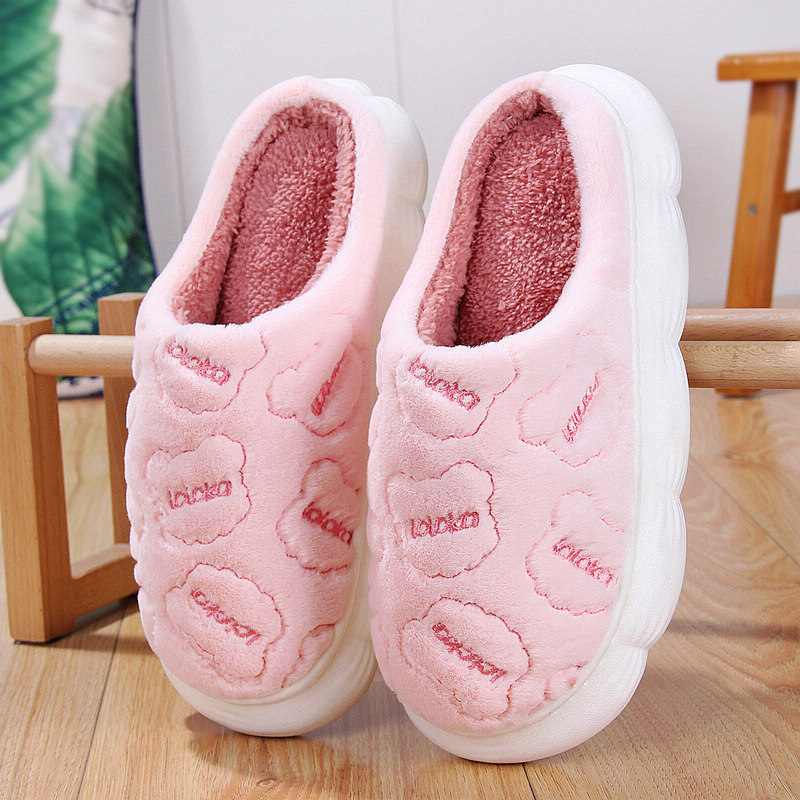路路佳棉拖鞋女士冬季保暖厚底防滑家居室内软底居家加绒托鞋男冬