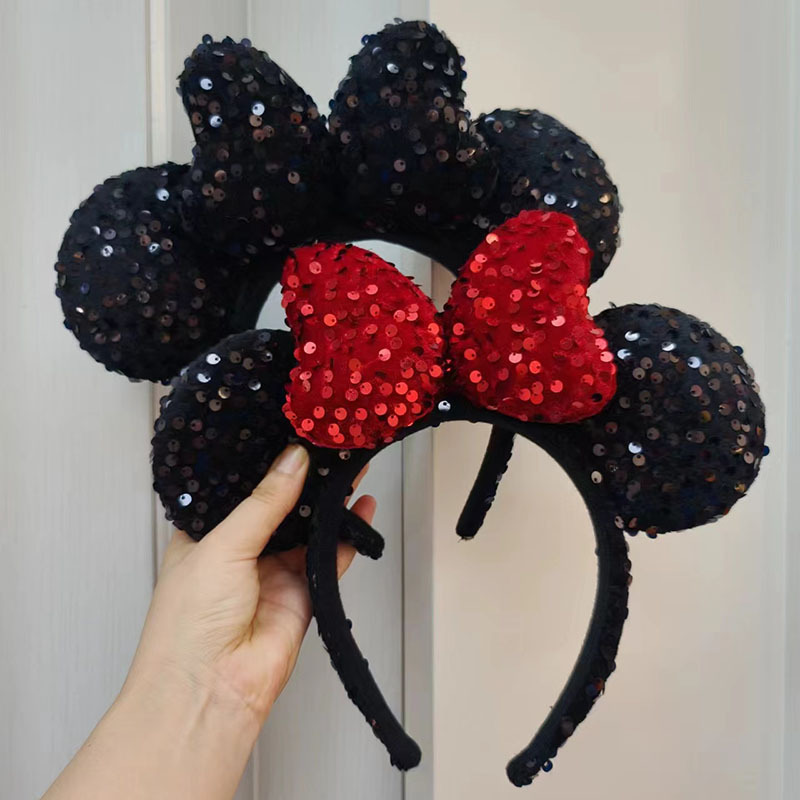 亮片蝴蝶结发箍乐园公主米奇米妮米老鼠发卡头箍成人儿童拍照