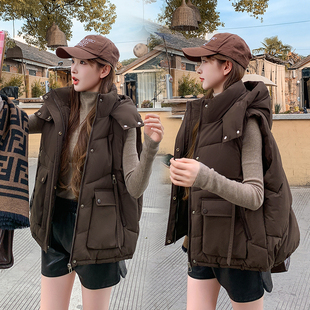 羽绒棉马甲女款2025新款秋冬时尚小个子宽松保暖外套减龄洋气马夹