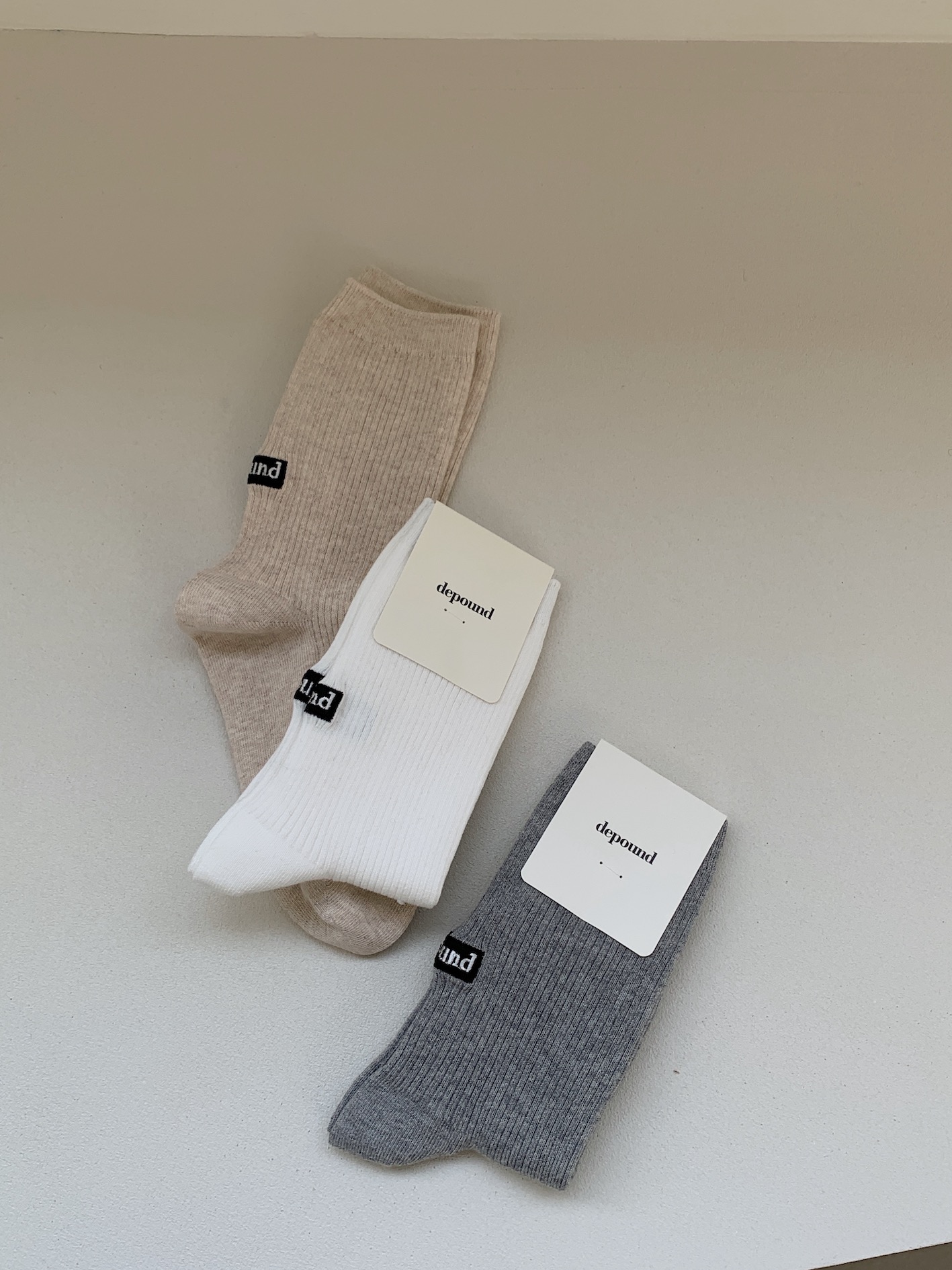 现货 depound 韩国设计师品牌正品 基础纯色棉质中筒长袜袜子