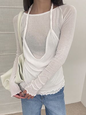 24春 Atelier Edition 正品韩国代购 绑带两件套长袖针织衫T恤