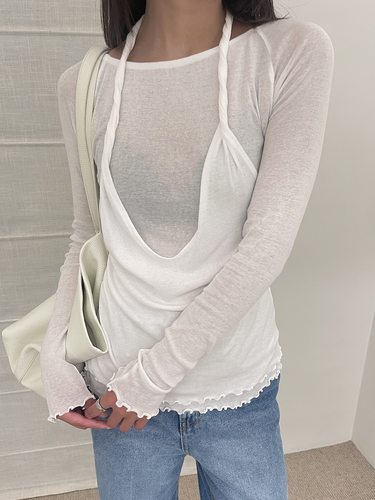 24春 Atelier Edition 正品韩国代购 绑带两件套长袖针织衫T恤