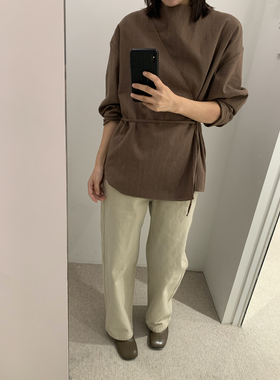 MOIA 韩国品牌 秋冬新款绑带衬衫