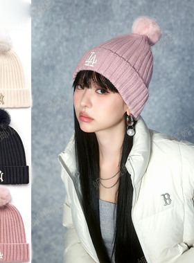 Ni 妮韩国直邮25新款毛绒球基础字母保暖针织帽3ABNB1556