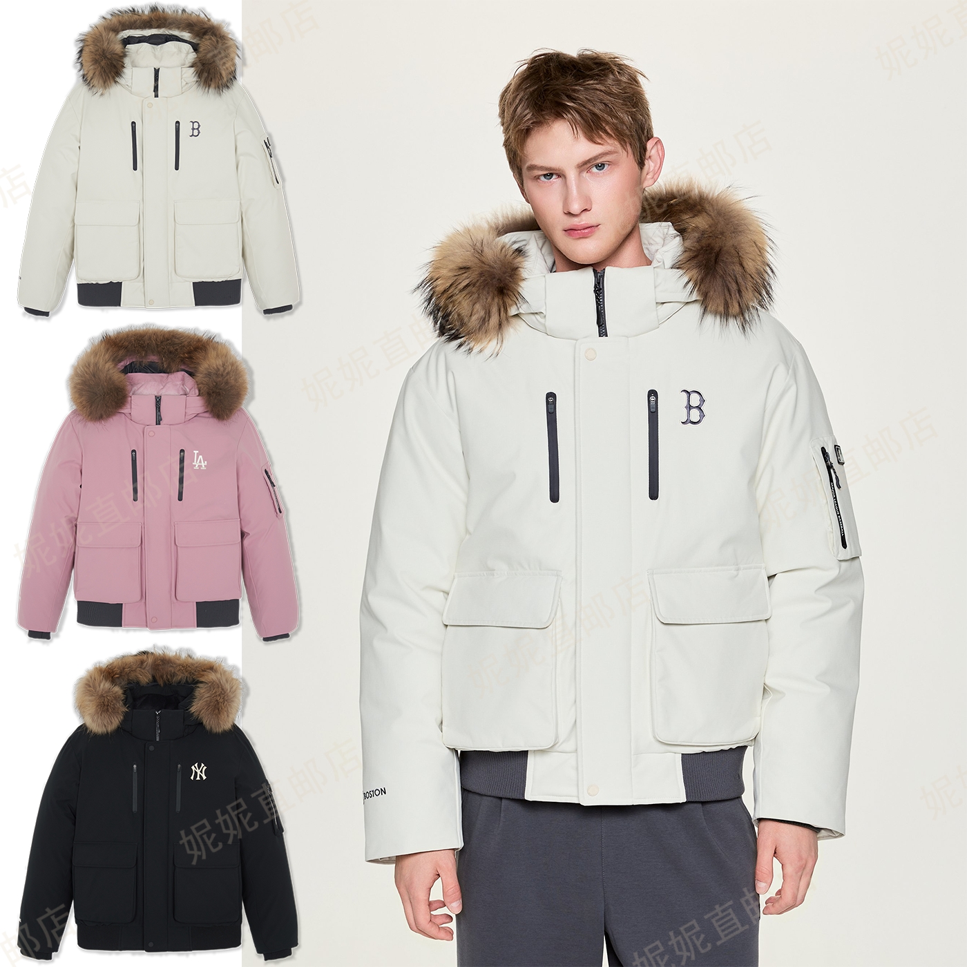 Ni 妮韩国直邮25新款男女情侣防水工装鹅绒连帽羽绒服3ADJB4156