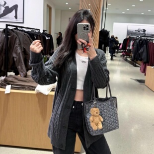 针织开衫 ALO女士中长款 代购 V领气质名媛上衣麻花外套 美国正品