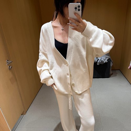 【美国正品代购】ALO新款经典V领针织开衫慵懒风宽松纯色软糯外套