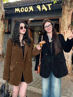 大码老钱风复古夹棉加厚西装外套女秋冬季胖mm时尚西服上衣职业