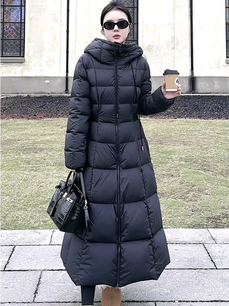 加长款冬新款羽绒服女90白鸭绒显瘦收腰A字裙式休闲保暖过膝厚潮