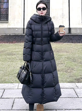 加长款冬新款羽绒服女90白鸭绒显瘦收腰A字裙式休闲保暖过膝厚潮