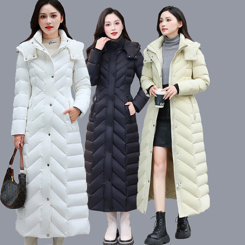 免洗2025新款大码羽绒服女胖mm加长款到脚踝加厚减龄收腰95绒东北