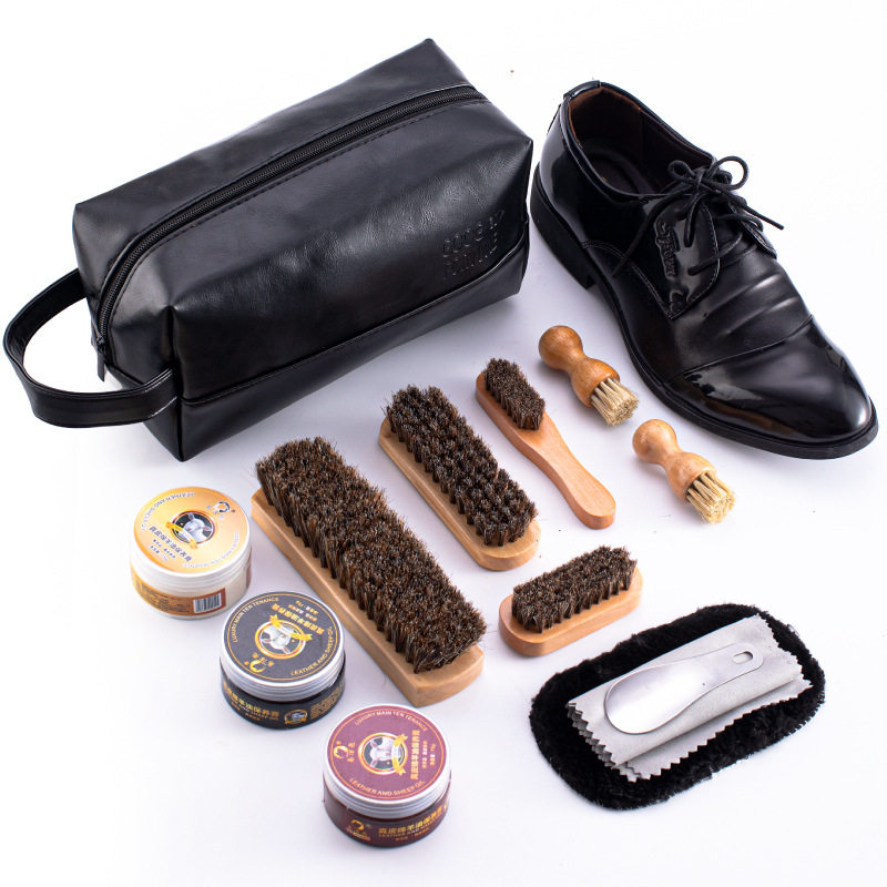 真皮皮鞋鞋油黑无色清洁保养上油抛光打蜡护理马毛刷擦鞋套装