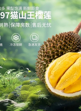 马来西亚猫山王D197榴莲双A果精选保5房进口高端水果顺丰液氮冷冻