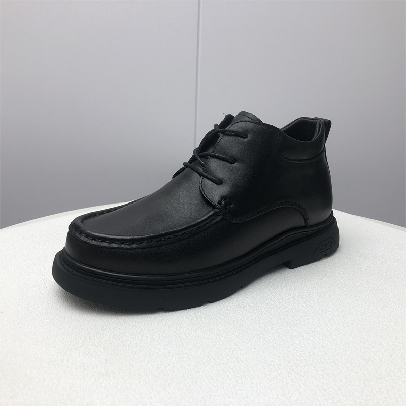 撤柜断码处理真皮男鞋2024年冬季新款英伦时尚系带羊毛保暖棉鞋潮