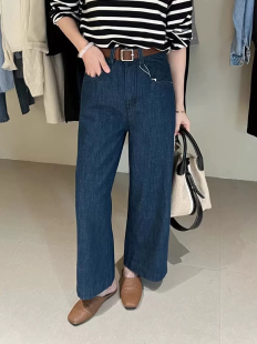 九分裤 over 复古百搭直筒裤 女2024秋冬新款 rich现货~加绒牛仔裤