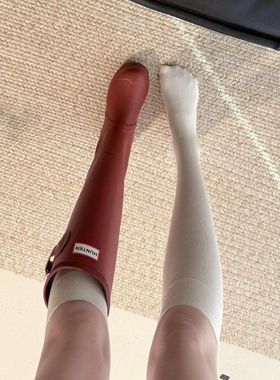 MuMu Socks白色小腿袜子女秋长筒袜配靴子的袜子miu系显瘦袜子