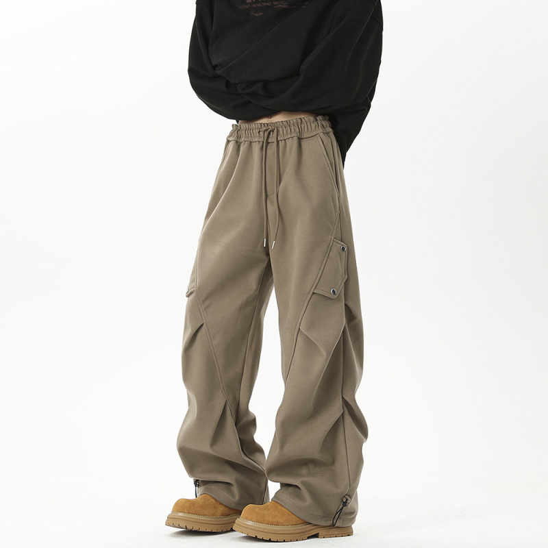 美式复古星空伞兵工装裤男生潮牌潮流褶皱宽松阔腿直筒裤休闲长裤