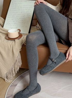 may3socks 不掉档打底袜女显瘦灰色连裤袜基础纯色简约miu风高腰