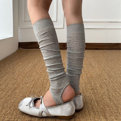 miu系灰色踩脚袜套女堆堆袜夏季薄款芭蕾风小腿袜显瘦长筒袜春秋