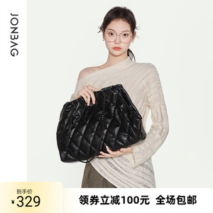 简佰格菱格链条托特包2023冬季新款大容量慵懒风包包时尚单肩包女
