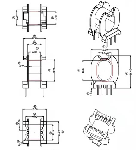 ATQ18骨架卧式4+4针电木