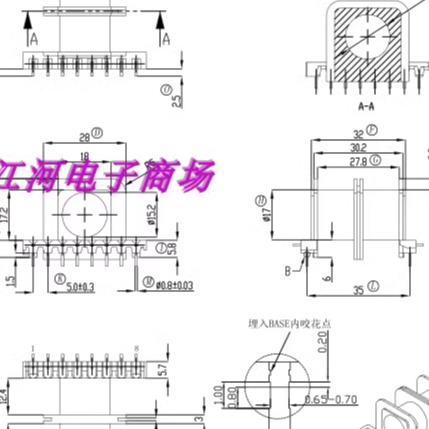 ETD44变压器磁芯骨架卧式双槽8+8