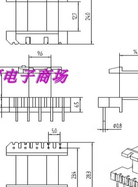 EE28高频变压器EE28EE28骨变压器磁芯加宽骨架立式5+4