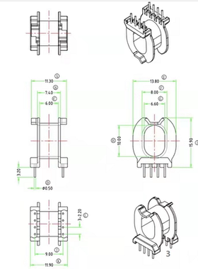 ATQ18变压器铁氧体磁芯 电木骨架卧式4+4针电源磁芯骨架