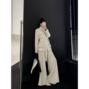 PAPERLLL辛间 暮冬序章 高级感立领系带羊毛工装外套女冬气质风衣
