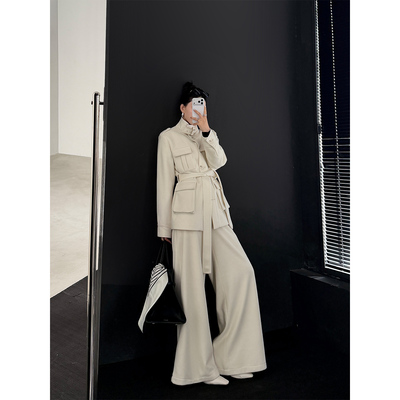 PAPERLLL辛间 暮冬序章 高级感立领系带羊毛工装外套女冬气质风衣