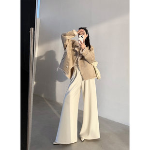 PAPERLLL辛间 岁末注脚 垂感羊毛阔腿西装裤女秋冬通勤高腰毛呢裤