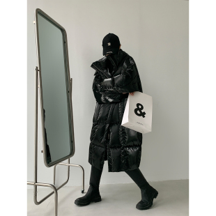 亮面长款 新款 白色鸭绒外套 2025年冬季 PAPERLLL轻薄黑色羽绒服女款