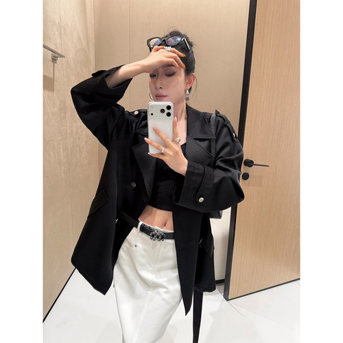 PAPERLLL辛间 都市Muse 气质翻领收腰莱赛尔风衣女春通勤短款外套