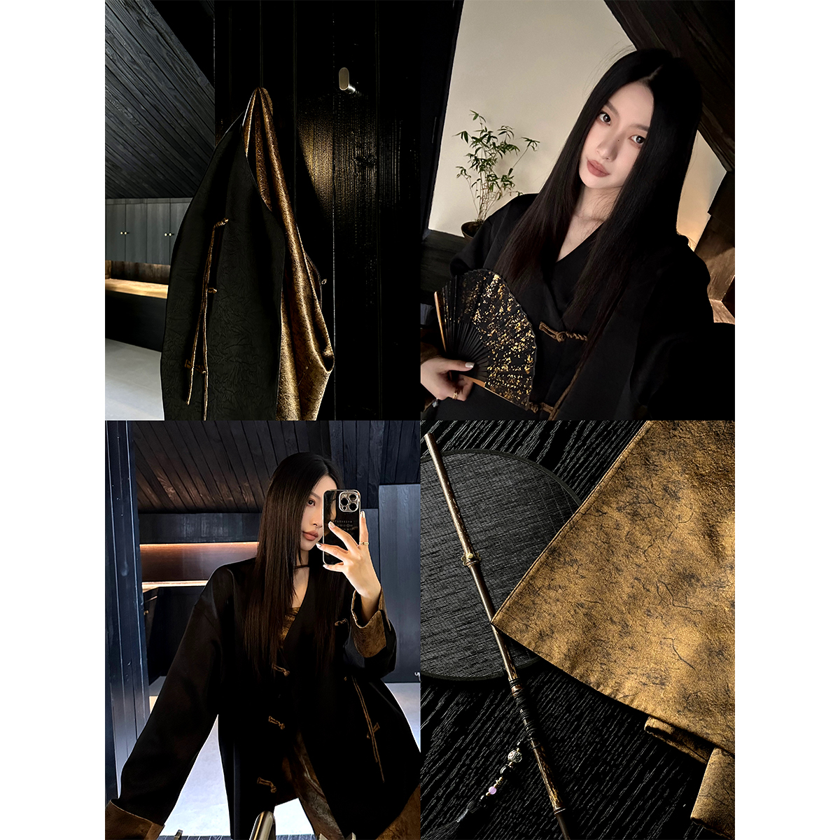 PAPERLLL辛间新中式外套女斜襟盘扣缎面西装上衣典雅感气质西服