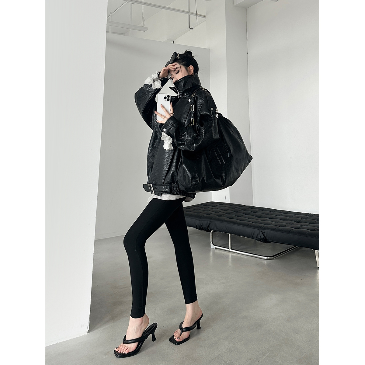 PAPERLLL辛间短款棕色皮衣外套女2025新款高级感秋冬复古夹克上衣