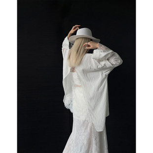 PAPERLLL辛间 时髦公式 设计法式蕾丝拼接衬衫半身裙两件套套装女