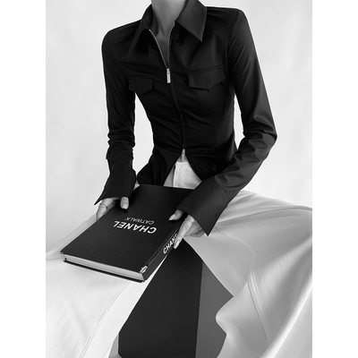 PAPERLLL辛间 行走都市 小众气质polo领衬衫短款修身衬衣女春秋