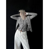 PAPERLLL辛间 背心两件套女上衣 修身 时髦智性 早秋麻花针织开衫