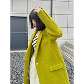 肌理羊毛混纺廓形长款 PAPERLLL辛间显瘦气质款 23冬新款 斜纹大衣女