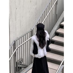 PAPERLLL辛间 济州雪境 轻奢短款进口狐狸毛竖排皮草女冬气质马甲