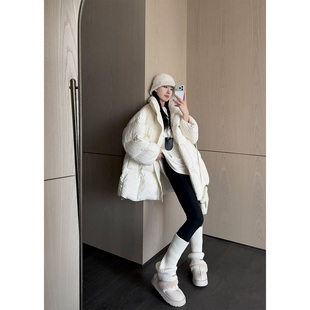 外套 极简立领蓬松白鸭绒羽绒服女冬中长款 PAPERLLL辛间 呼吸泡芙